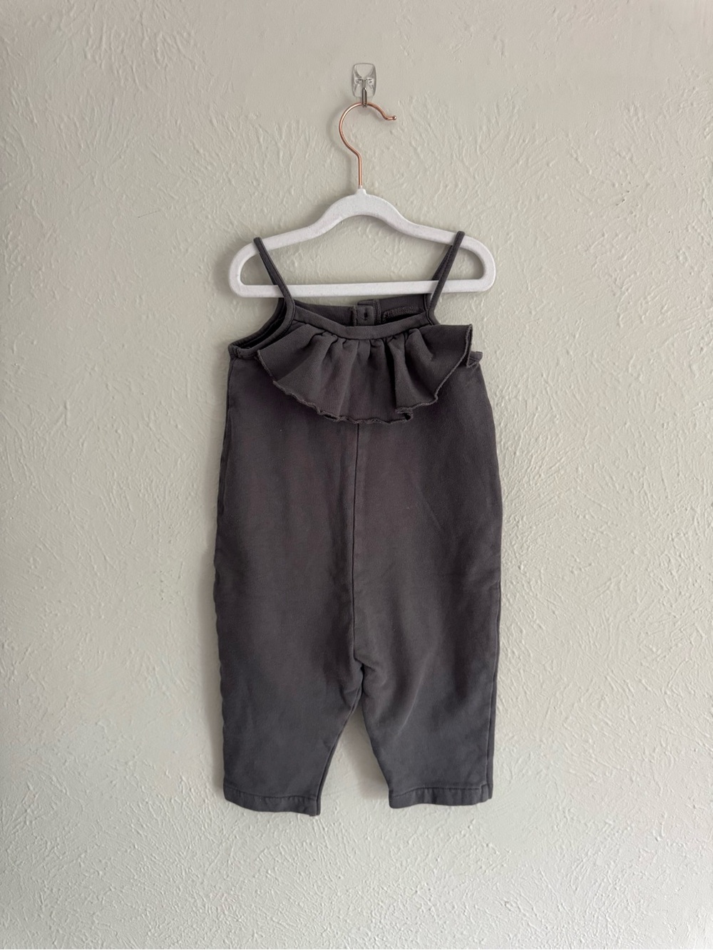 Zara Girls Black Ruffle-Front Jumpsuit